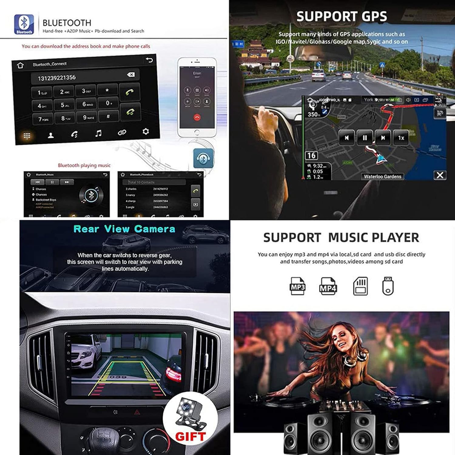 Double Din Car Stereo 9 Inch Head Unit for Ford Focus Android 11 Car Radio DVD Player Auto GPS Radio Multimedia Player Support WiFi Bluetooth FM USB DSP RDS Carplay DAB+