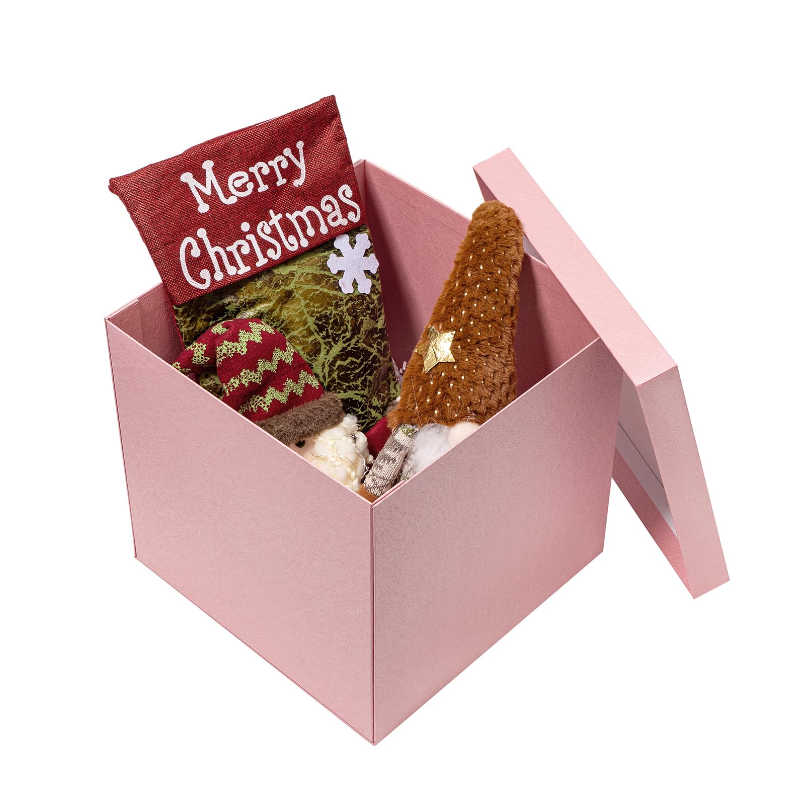 Mefleet Large Gift Box with Lid for Presents 12x12x12 Inches Extra Big Deep Square Pink Boxes 1 Pack for Christmas, Birthday, Valentine's Day, Mother's Day - Contains Crinkle Paper, Ribbon and Card