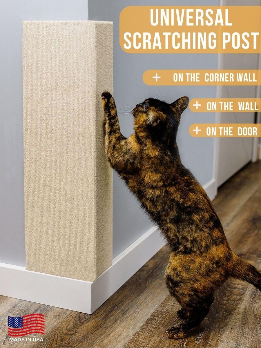 review Cat Scratcher Mat, 24 X 15 Inch Cat Scratch Mats, Horizontal Cat Floor Scratching Pad Rug with Sticky Tapes, Protect Couch and Carpets, Beige Color