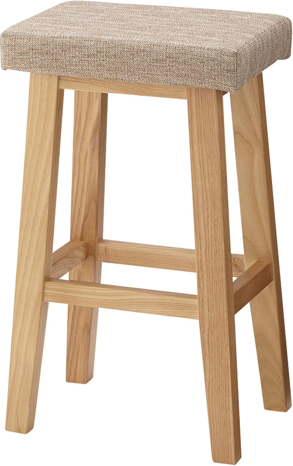 AZUMAYA 23.6" inches Seat Height Natural Solid Wooden Legs with Satisfied Textile Seat Top Counter High Stool Chair Beige CL-789CBE Home and Living