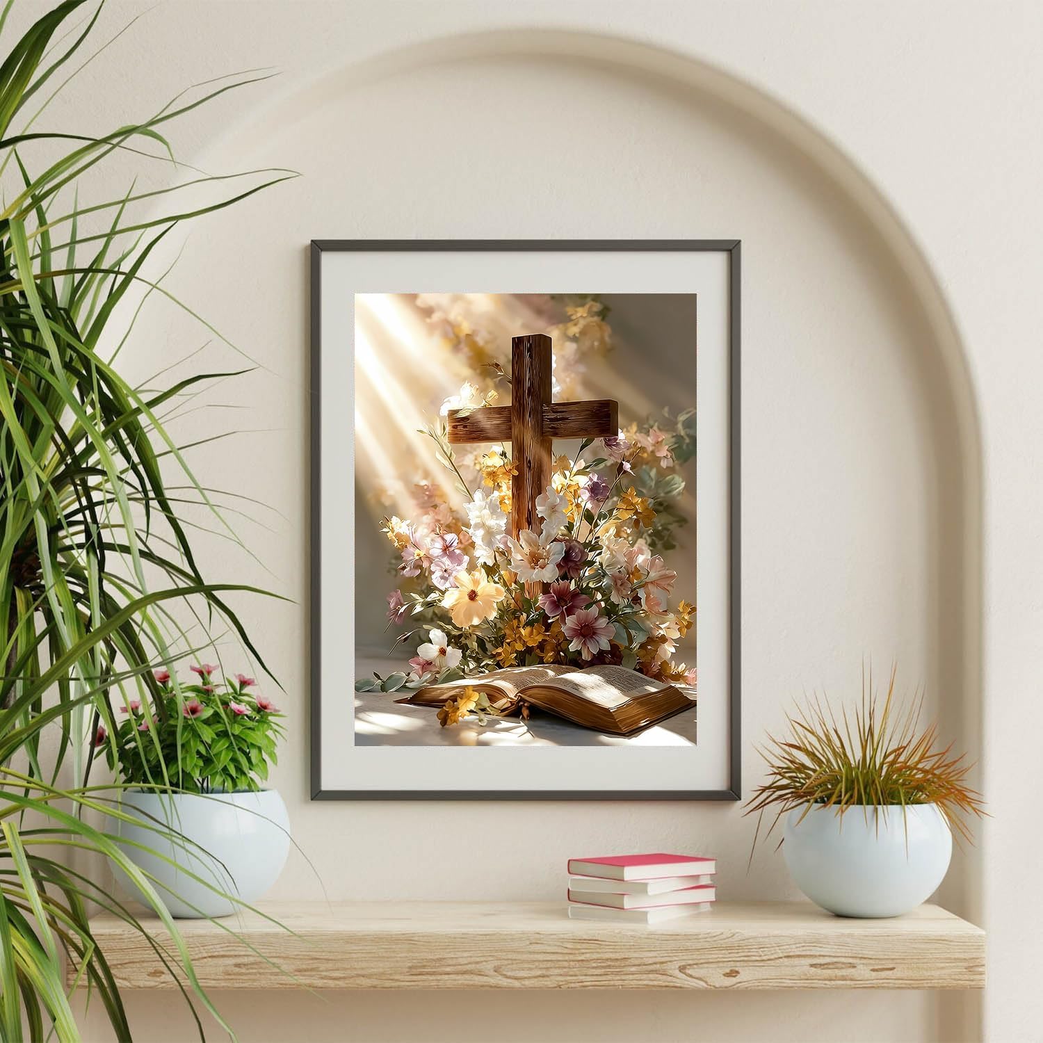 Religious Cross Diamond Art Kits for Adults, 5D DIY Daisy Diamond Painting Kits for Beginner, Diamond Dots Full Drill Crafts for Gem Art Dot Art for Adult Home Wall Decor for Teens Boys Girls 12x16in