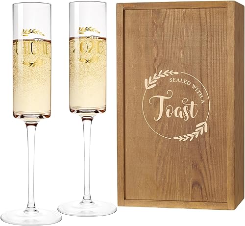 Miniatura 20 de Juego de Copas de Champán Mr. & Mrs. - Elegantes Copas de Brindis de Boda para Él y Ella para Celebraciones, Regalos de Registro de Boda y Despedida