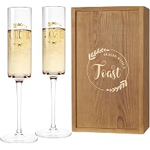 AW BRIDAL Wedding Gifts for Couples 2026, Engagement Champagne Flutes Set of 2 with Wood Keepsake Box, Newly Engaged Gift for Her, Toasting Glasses for Bride and Groom, Bridal Shower Gifts for Bride