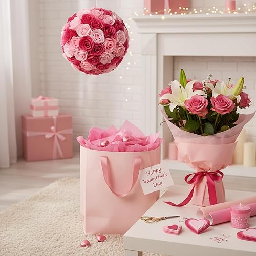Miniatura 6 de Qilery 500 hojas de papel de seda rosa a granel para bolsas de regalo de 20 x 30 pulgadas, sin ácidos, hojas de papel de regalo para decoración del
