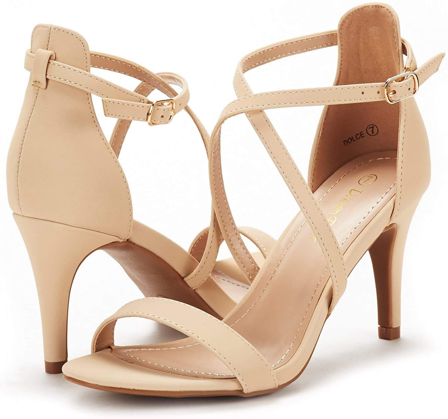 DREAM PAIRS Women's Dolce Nude Nubuck Fashion Stilettos Open Toe Pump Heel Sandals Size 8 B(M) US