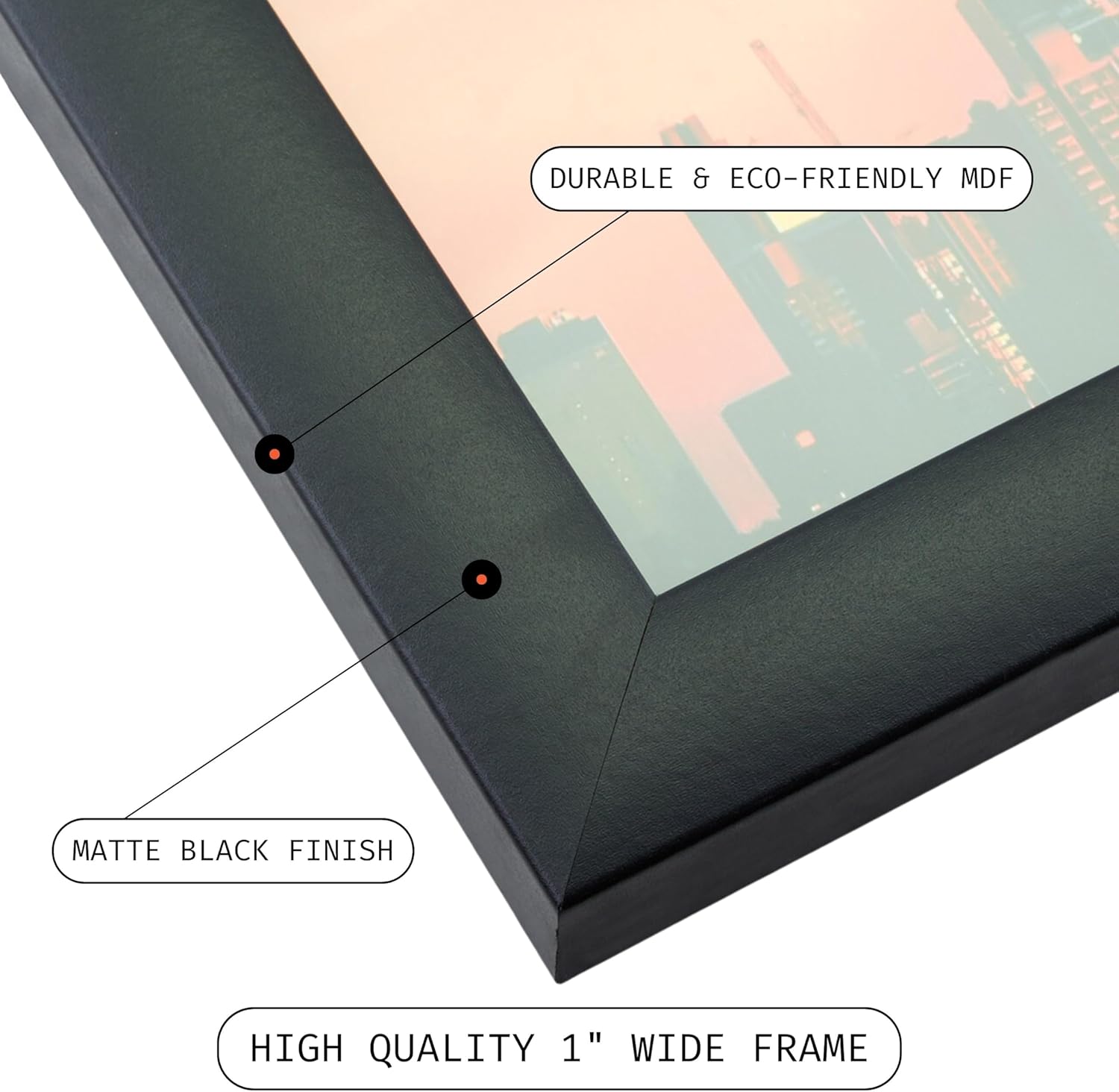 Craig Frames Contemporary, 5x7 Black Picture Frame, 1" Wide, Wall Hanging, Dual Display Format, Set of 2