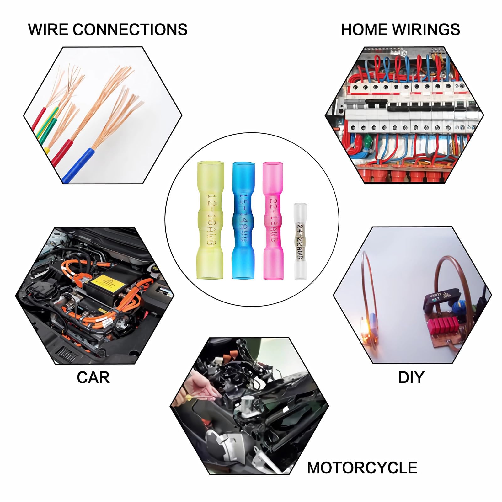 Conectores termorretráctiles, doble conexión, conectores de cable de manga de crimpado y soldadura, funda termorretráctil eléctrica impermeable para marina, automoción, motocicleta, azul, 100