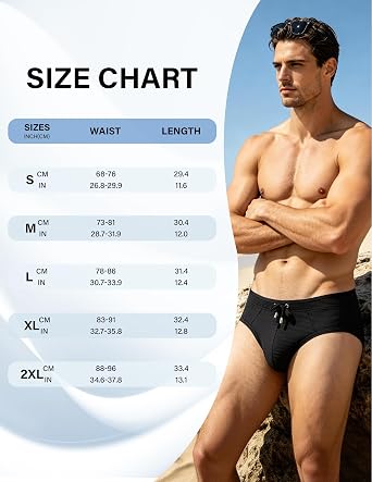 Casey Kevin Mens Swim Briefs Solid Striped Texture Bikini Drawstring Trunks
