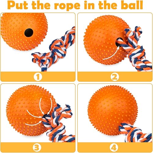 Vista 7 de Juguetes para perros con pelota en cuerda – Juguete interactivo duradero para perros grandes, medianos y pequeños, aburrimiento y estimulante