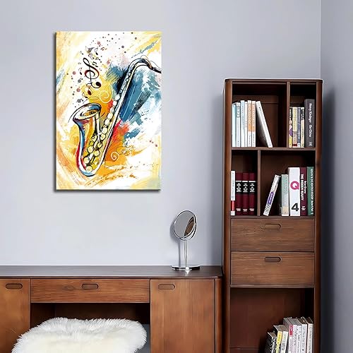 Miniatura 5 de Yeawin Arte de pared con música de saxofón y jazz, arte de pared de las imágenes, impresión en lienzo, arte moderno para decoración de pared para el