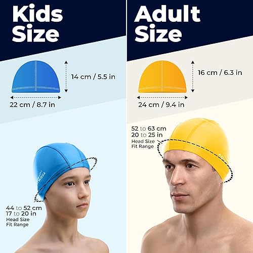 Miniatura 4 de Gorro de natación de elastano con capa protectora, cómodo gorro de natación para mujeres, hombres, adultos y niños