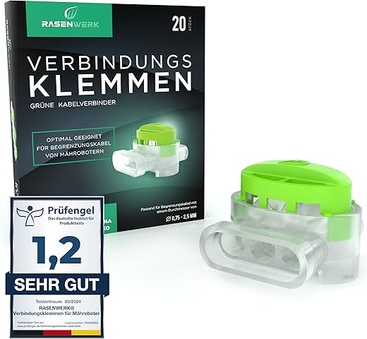 RASENWERK® – Kabelverbinder für Mähroboter Begrenzungskabel – Verbindungsklemmen mit wasserdichter Gelfüllung – Kompatibel mit Markenherstellern wie Gardena, Husqvarna, Worx,…