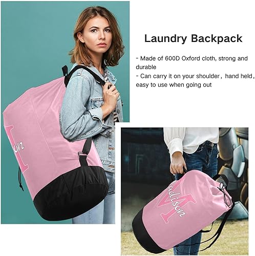 Miniatura 6 de Bolsa de lavandería de viaje de nailon personalizada para equipaje, organizador de ropa sucia personalizada con cierre de cordón y correas para el