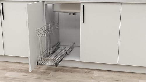 Miniatura 6 de Organizador de gabinete extraíble  Estantes deslizantes de 2 niveles para cocina baño hogar  Cajón deslizante debajo del fregadero para gabinete 9