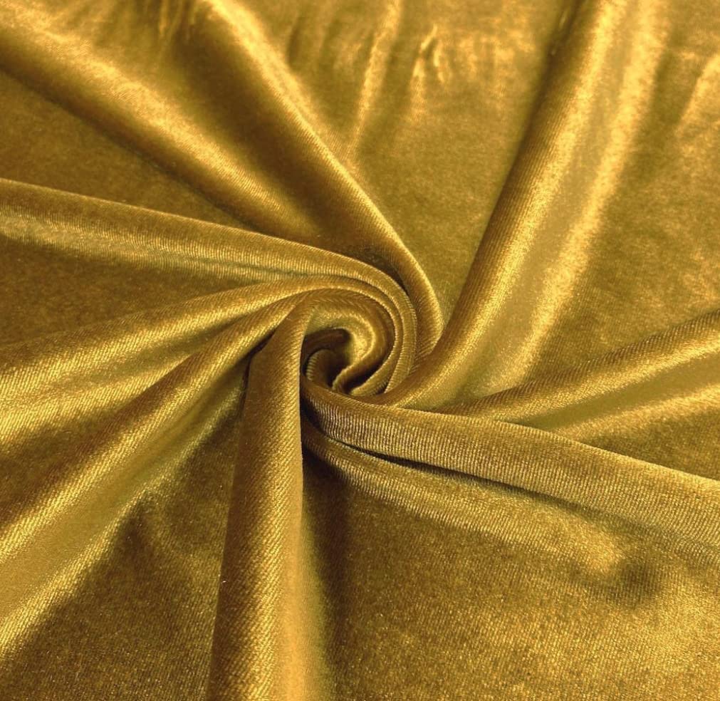 FabricLA Stretch Velvet Fabric - 58/60" Inches (150 CM) Wide - 90% Polyester & 10% Spandex - Perfect for Sewing, Apparel, Costume, Craft - Gold, 1 Yard