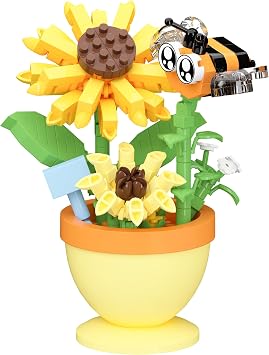Bee Sunflower Mini Potted Bonsai Building Toy