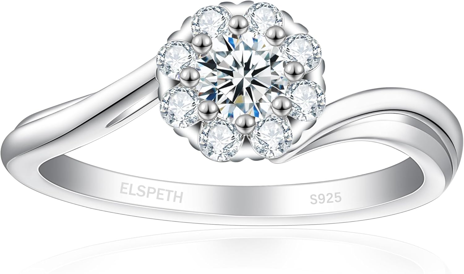 Elspeth 925 Sterling Silver Engagement Ring for Women Oval/Radiant/Pear/Cushion/Princess/RoundCut Cubic Zirconia Promise Ring Size 4-10