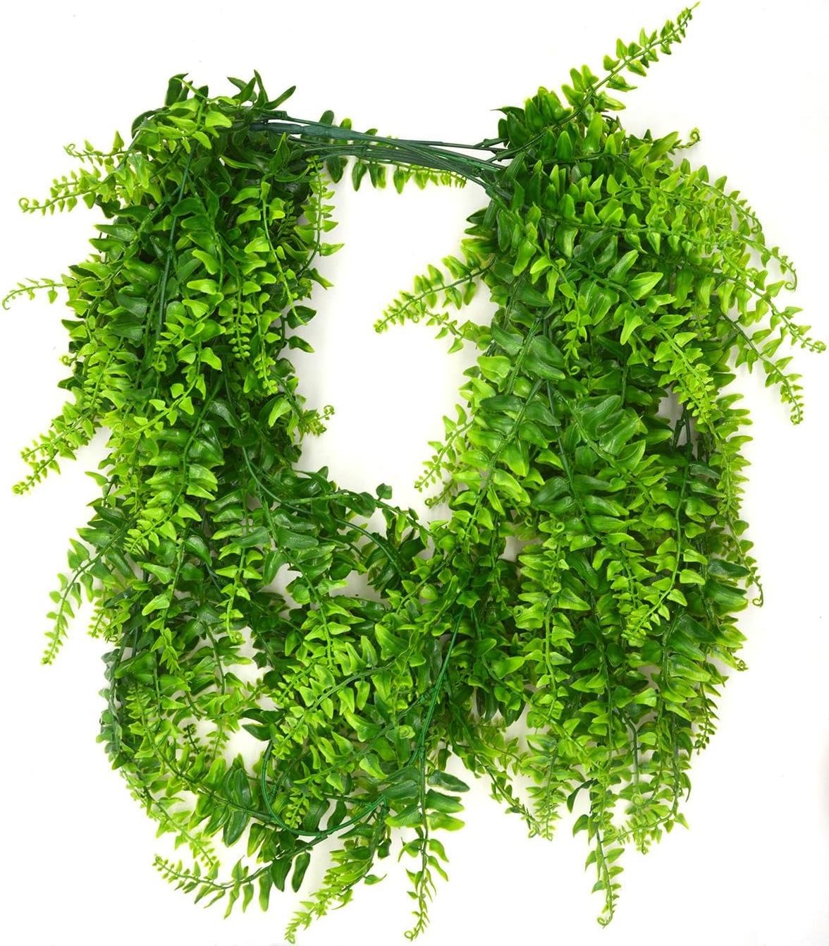 6 piante rampicanti artificiali da appendere, felci, piante finte da appendere, felci boston, fiori rampicanti da esterni, resistenti ai raggi UV, piante in plastica da appendere alla parete, per