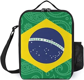 Brazil Brazilian Flag Paisley Insulated Lunch Bag Portable Cooler Meal Tote Containers Lunchbox for Work Picnic Travel