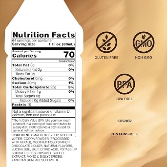Monin - Sugar Free Dark Chocolate Sauce, Velvety and Rich, Great for Desserts, Coffee, and Snacks, Gluten-Free (64 Ounce)