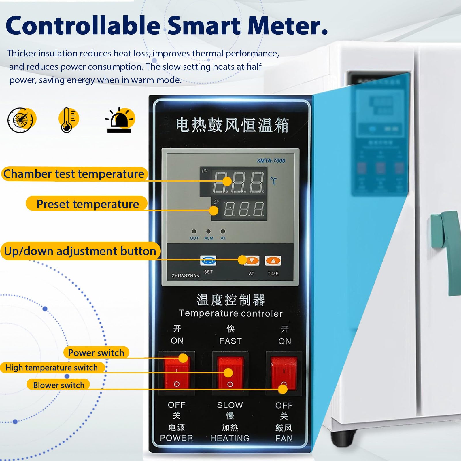 Horno de Vacío de Laboratorio, Horno Digital de Secado por Convección de Aire Forzado, Control de Temperatura, Gran Capacidad para El Secado de Componentes Electrónicos Galvanized-43L