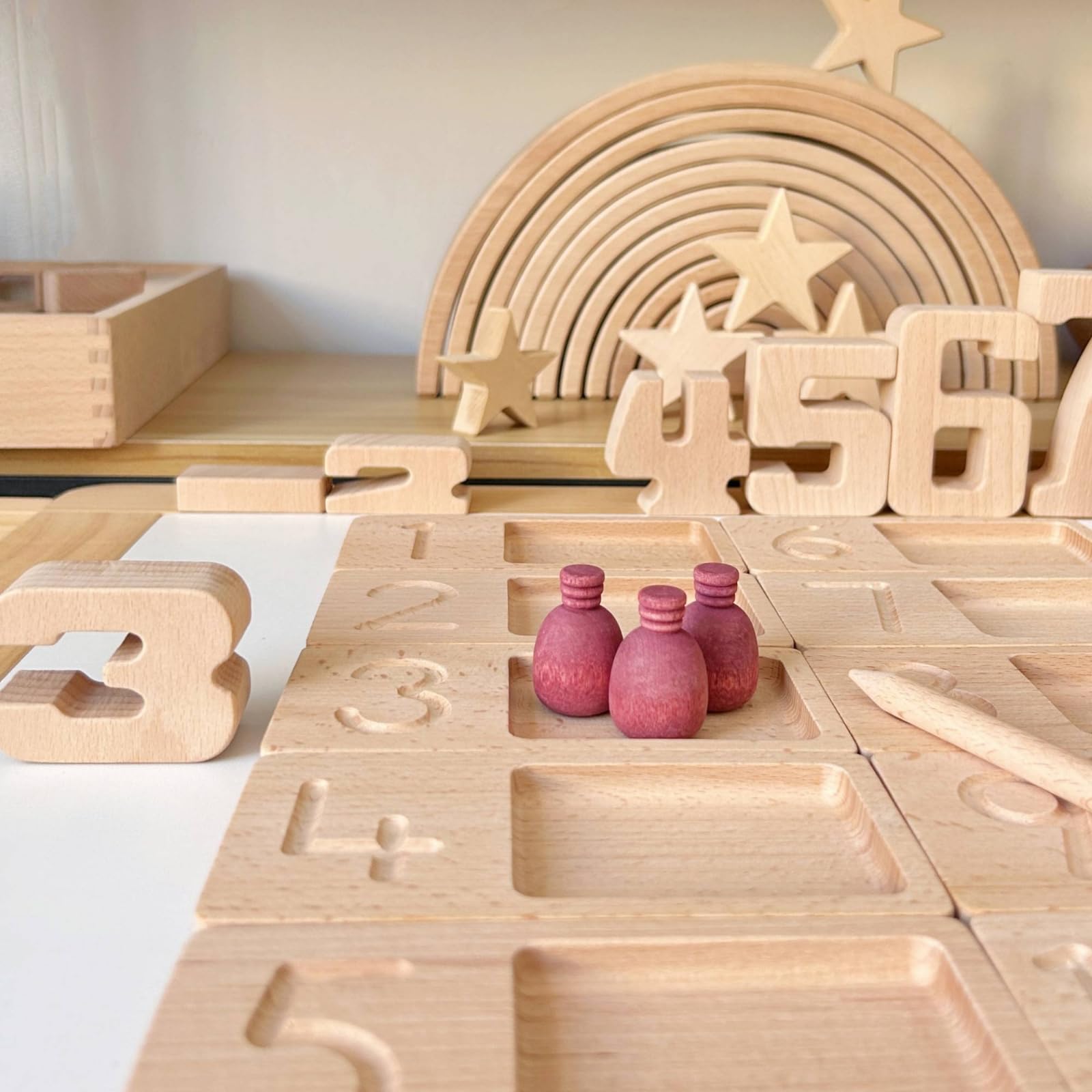 Tablero Encaje Numérico Grabado Tablero Numérico Infantil Bordes Redondeados Material Didáctico para Niños