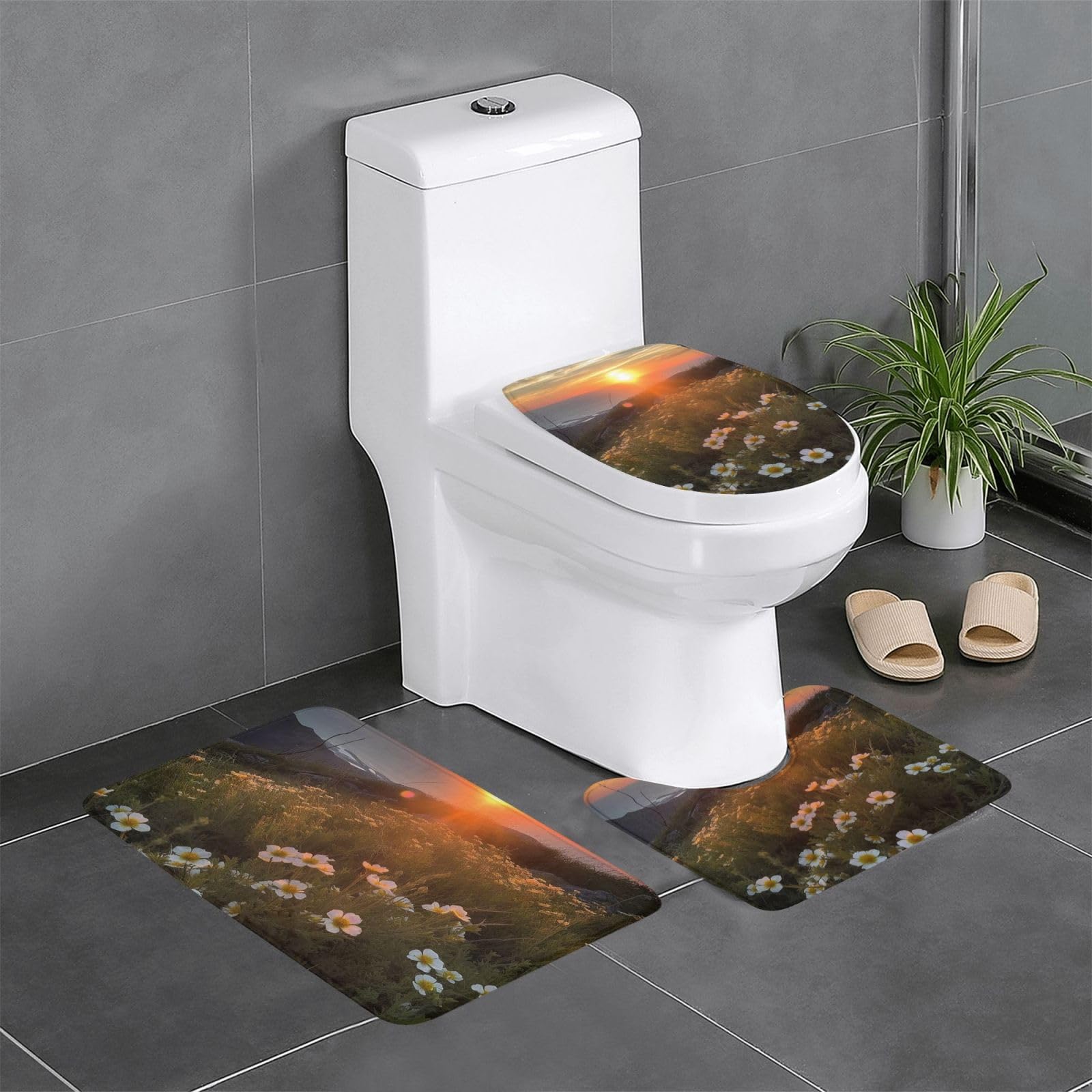 Tapis de bain antidérapants au motif floral élégant pour une décoration de salle de bain