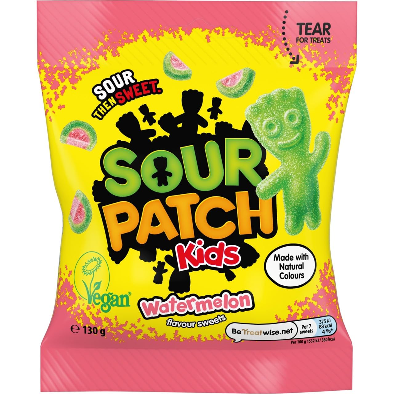 Sour Patch Kids Watermelon, Fruity & Tangy Watermelon Flavoured Sour Sweets, 130 g (Pack of 1)
