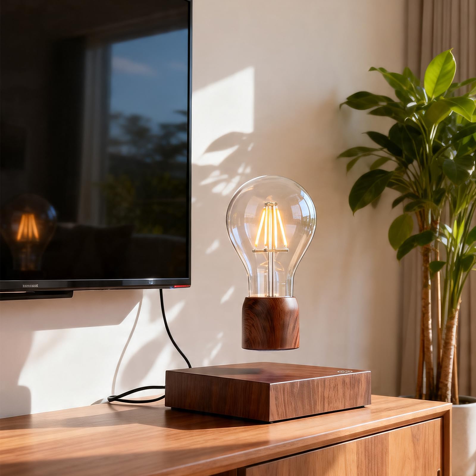 Magnetisches schwimmendes Licht mit 360 Grad leiser Drehung, schwebende Glühbirne, Magnetschwebe-LED-Leuchtmittel, Schreibtischlampe, Tischlampe, moderne Kunstdekor-Lampe für Zuhause, Büro
