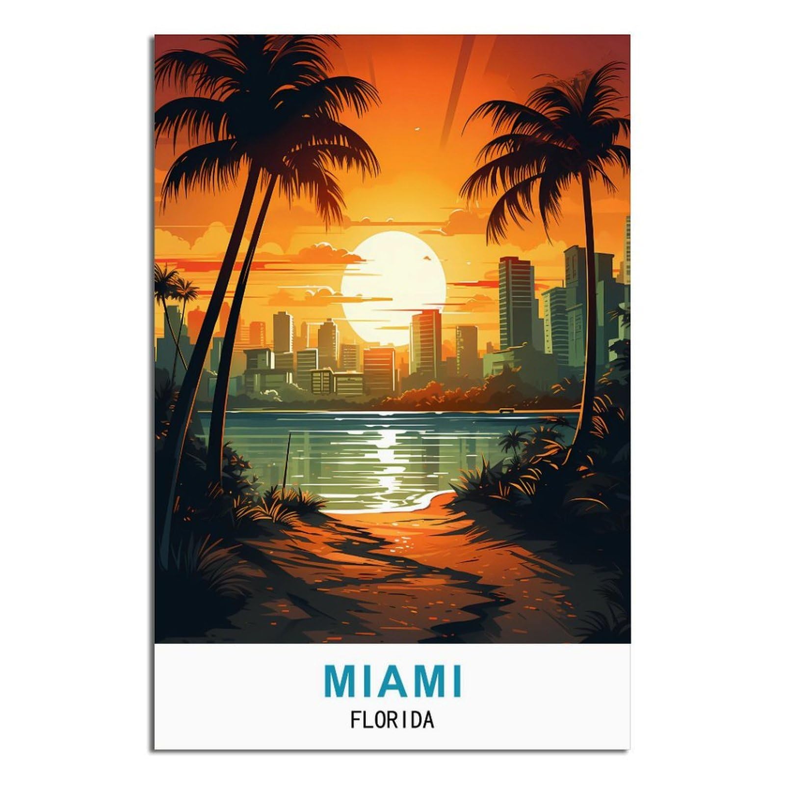 EZMLFA 5D Diamond Painting Kits for Adults,Miami Florida Building Diamond Art Kits for Beginners,Full Drill Diamonds Gem Art for Home Wall Decor Gift 40x40cm