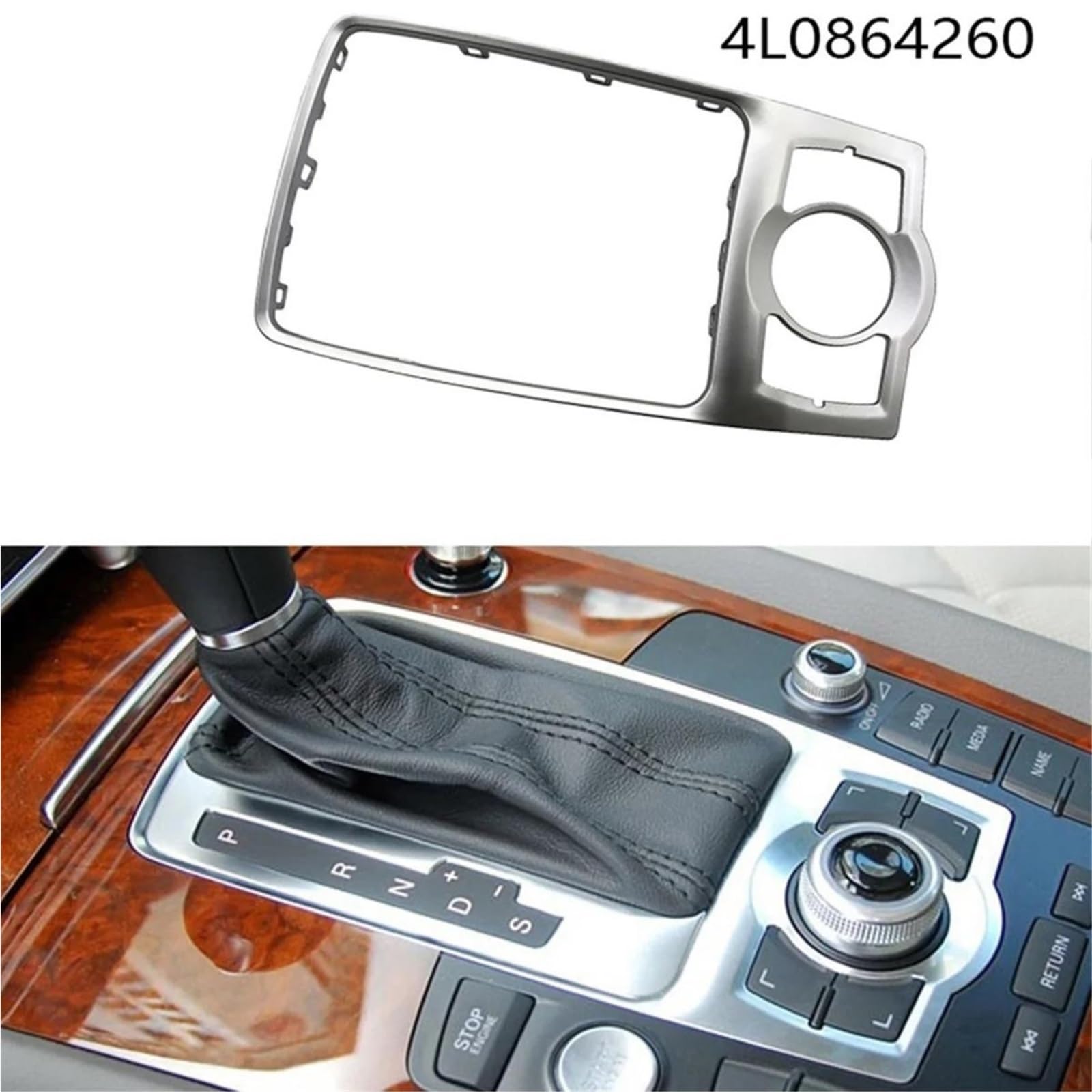 Autocollants intérieur voiture Pour Q7 2007 2008 2009 2010-2015 Console Avant Cadre Chromé Garniture Panneau De Changement De Vitesse Couvercle Décoratif 4L0864260 4L0864260A