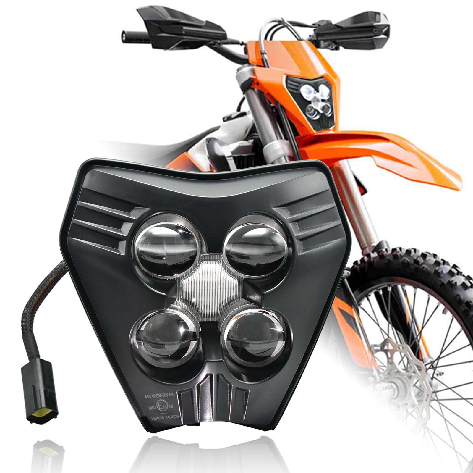 LED Motorrad Scheinwerfer E-GeprüFt Mit Fern- und Abblendlicht Tagfahrlicht für KTM EXC EXC-F XC XCW SX SXW SXF 125 250 300 350 450 500 2024-2025