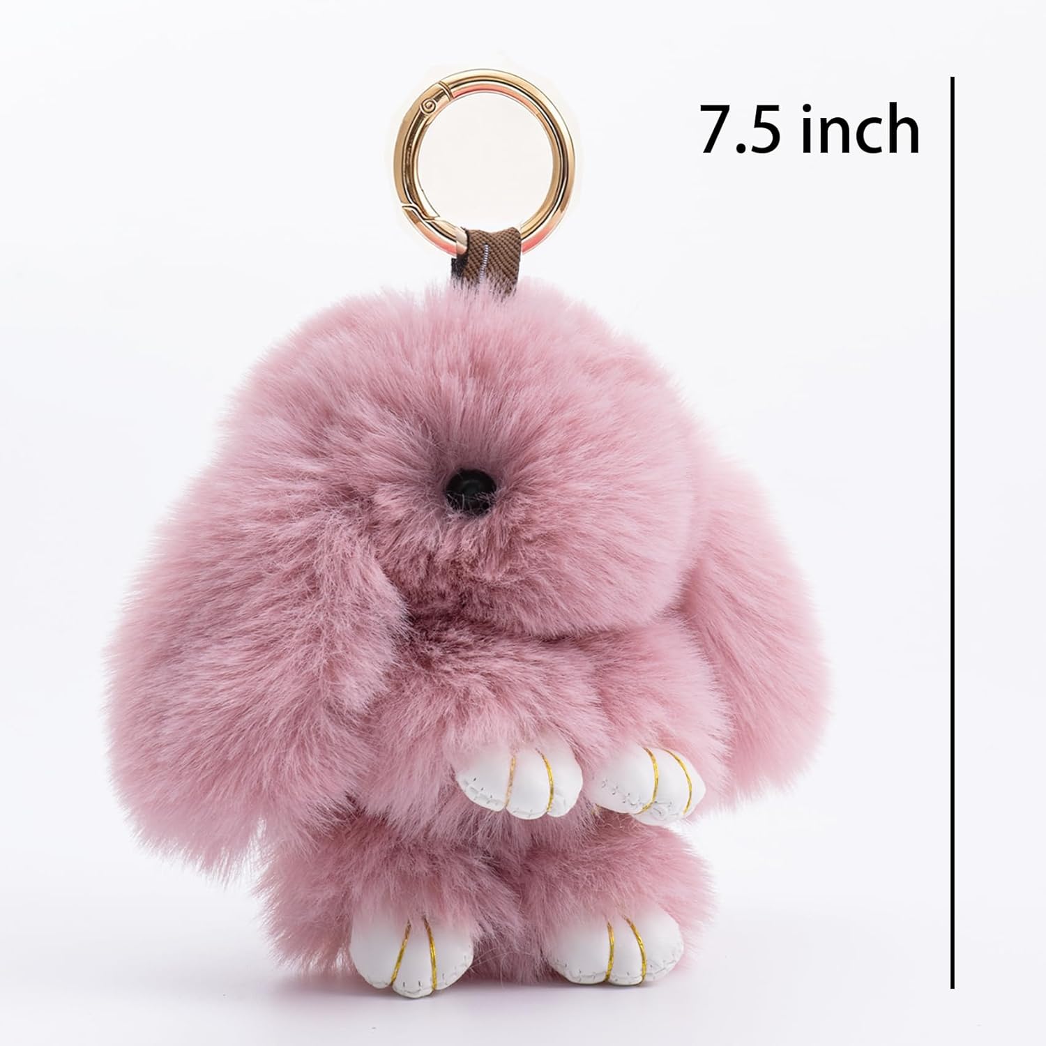 Plush Keychain Bunny Cute Rabbit Fur Keychains Stuffed Key Chain Strawberry Bag Handbag Charms 2PCS - Image 6