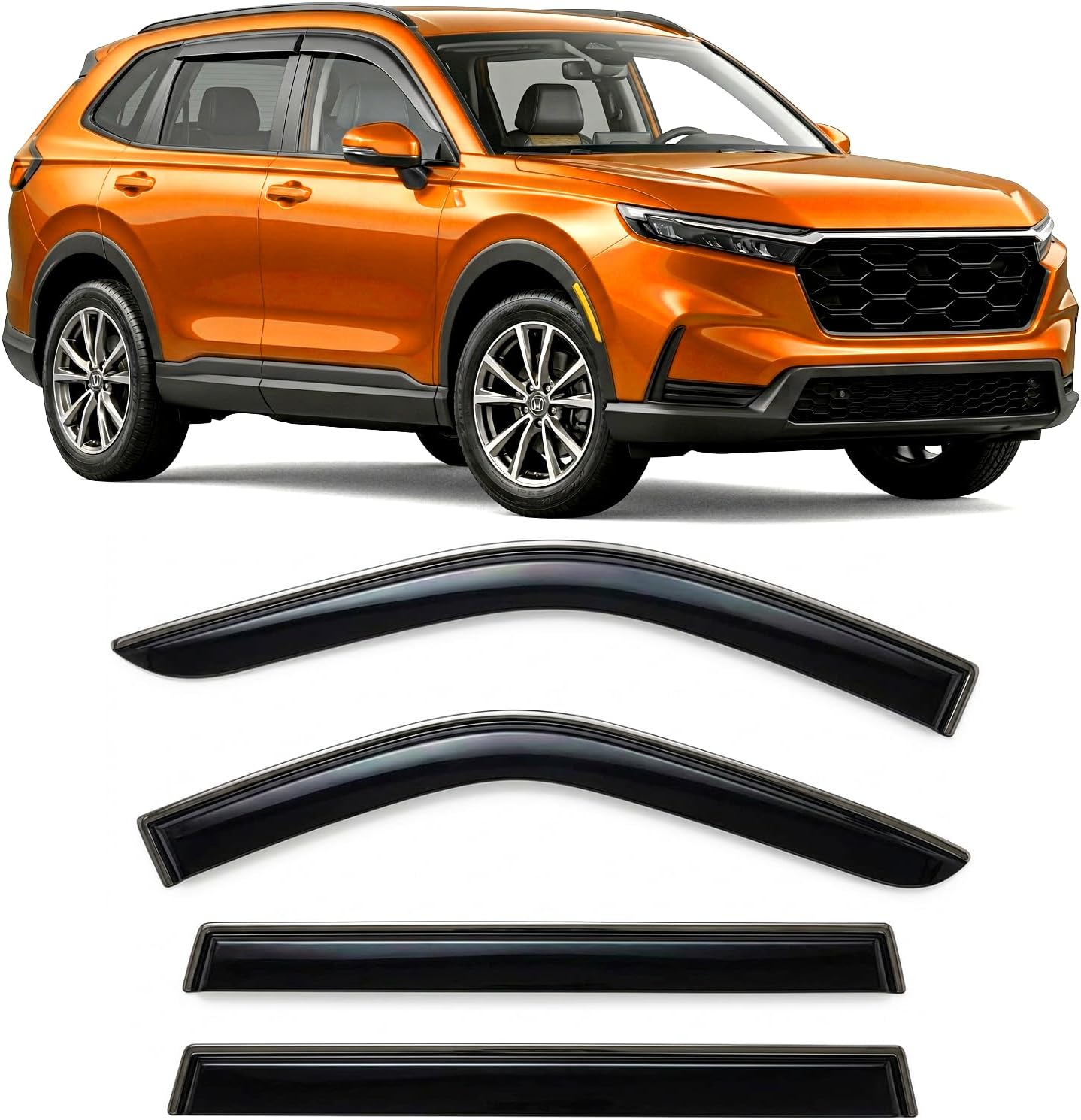 2023-2026 Tape-On Rain Guards for Honda CR-V Side Window Visor Deflectors LX EX EX-L Sport Hybrid Sport Touring Durable Vent Shades CRV 2024
