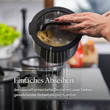 FLORINA Kochtopf Set CHEF I Kochtöpfe mit Deckel und Stieltopf I Messbecher Ausgieß Spülmaschinengeeignet Ideal für Induktionsherd Gasherd Elektroherd
