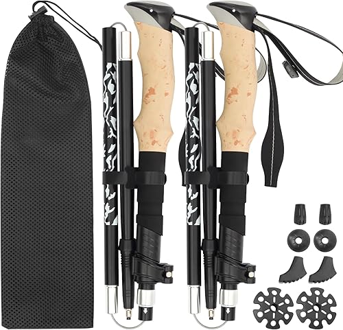 Miniatura 8 de Bastones de senderismo plegables, bastones de senderismo plegables ligeros para viajes con mango de EVA, bastón para mujeres y hombres, altura