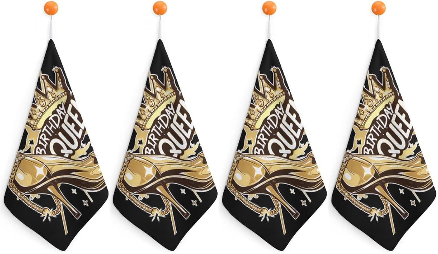 Birthday Queen with Heel Hand Towels for Bathroom Kitchen Towels Small Towel Handkerchiefs with Hanging Loop 4PCS