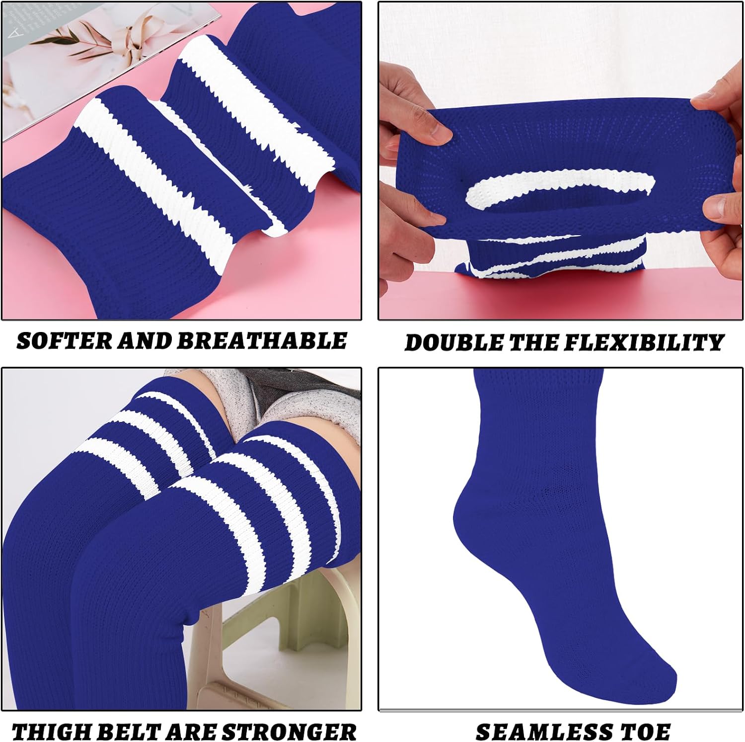 Moon Wood Plus Size Thick Thigh High Socks for Thick Thighs- Extra Long Striped Over the Knee Halloween Socks Leg Warmers