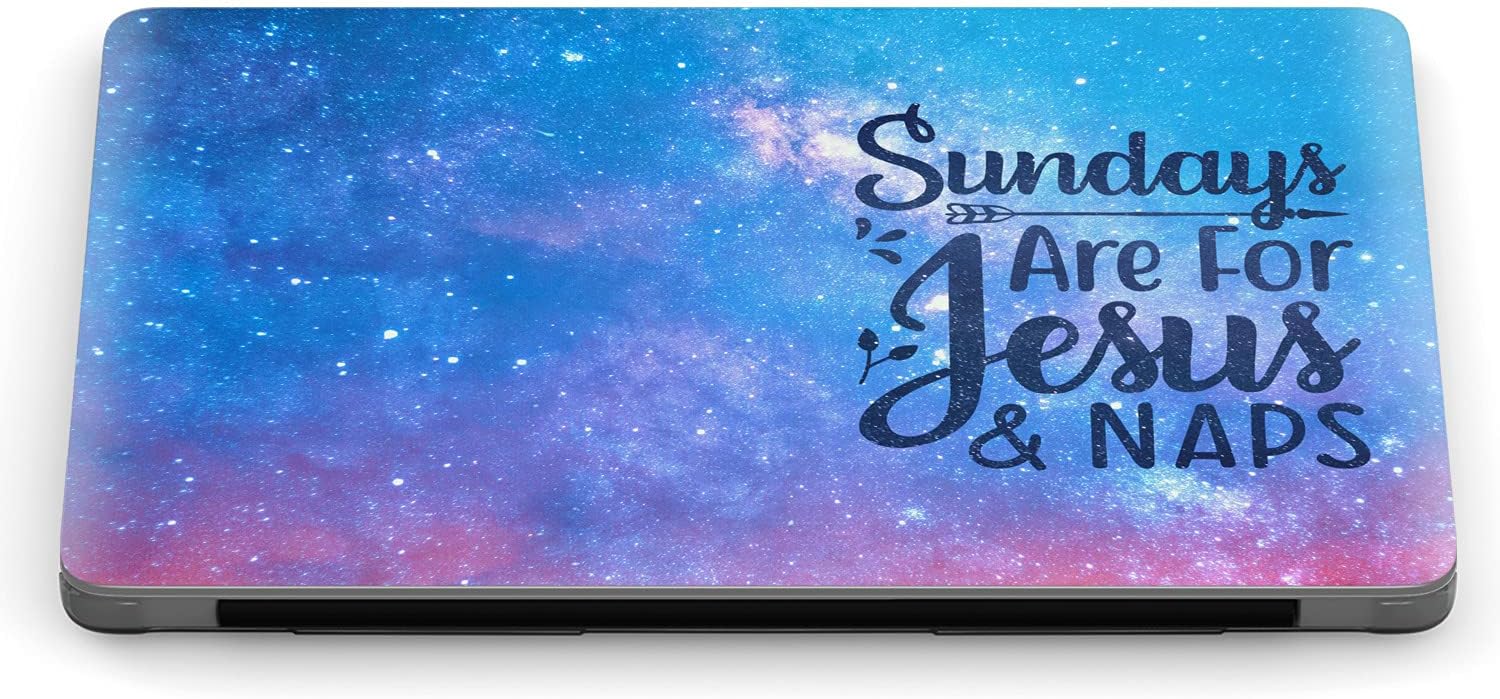 Mertak Hard Case Compatible with MacBook Pro 16 14 Air 15 13 inch M3 M2 M1 Mac 2024 2023 2022 2018 Sundays are for Jesus and Naps Touch Bar Galaxy Laptop Clear Christian Quote Plastic Bible Space