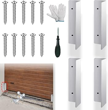 4 Pcs Garage Door Mouse Guard, Garage Door Seal Guards Rustproof Side Seal, Sunscreen Moisture Proof Permanent Fix Garage Door Seal Guards to Prevent Mouse Fallen Leaves and Snake Entry