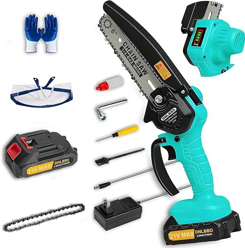 Motosierra eléctrica de 6 pulgadas, motosierra eléctrica de mano con pantalla de potencia, para árboles y ramas, corte de madera, regalos para Azul