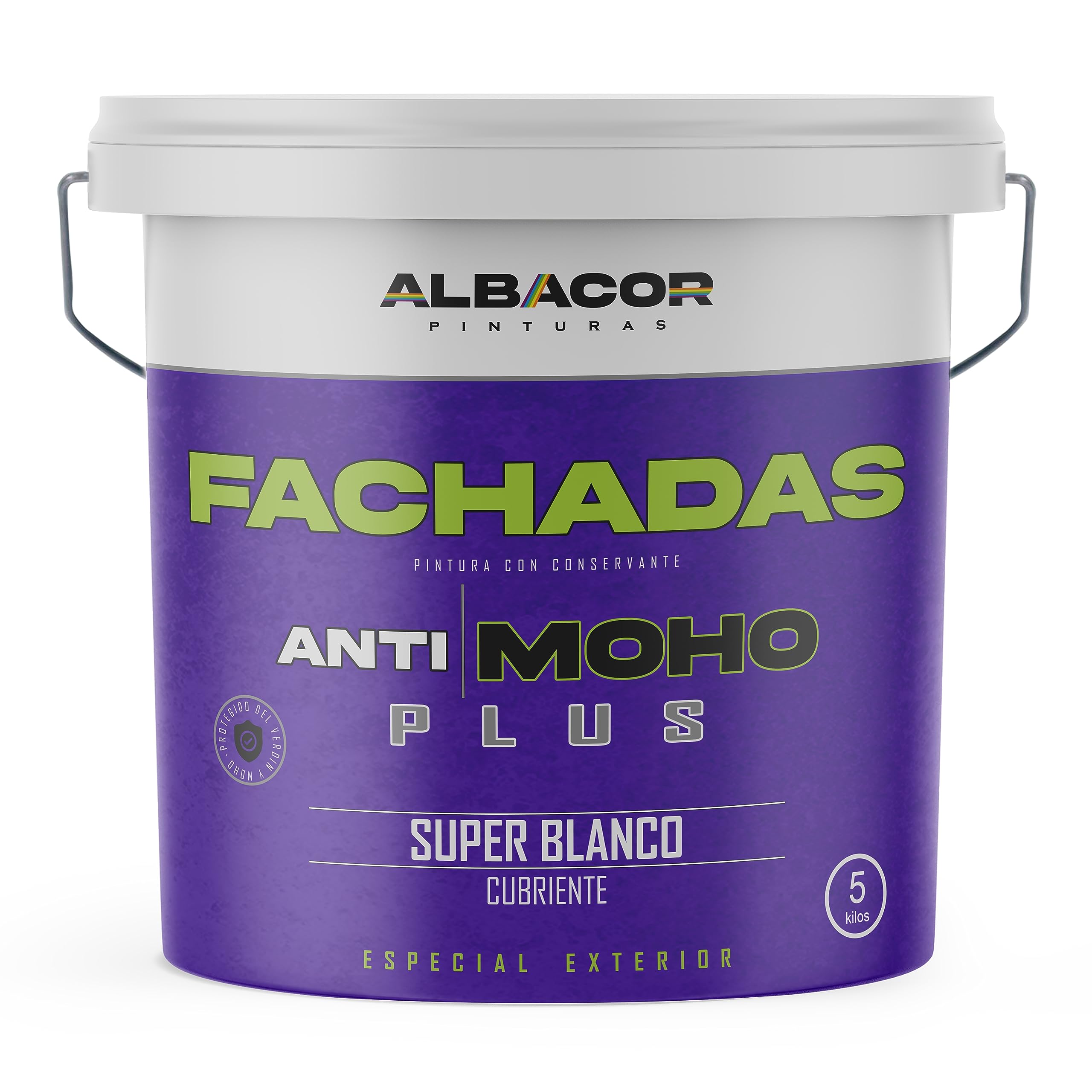 ALBACOR Pintura Blanca Exterior Pintura Fachada Antimoho Plus, Con Protección al Moho y Verdín, Alta Resistencia al Exterior, Impermeable, Revestimiento de Larga Duración (5 Kilos)