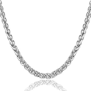 MEENAZ Silver Chain Necklace for Men Boys Stainless Steel Stylish Long Platinum Locket Pendant Chain Fashion-363