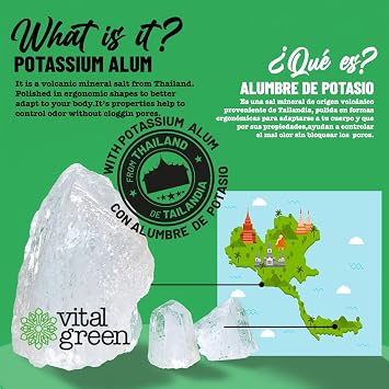 Vital Green Natural Powder Deodorant, Potassium Alum Crystal, 100g, 1pk