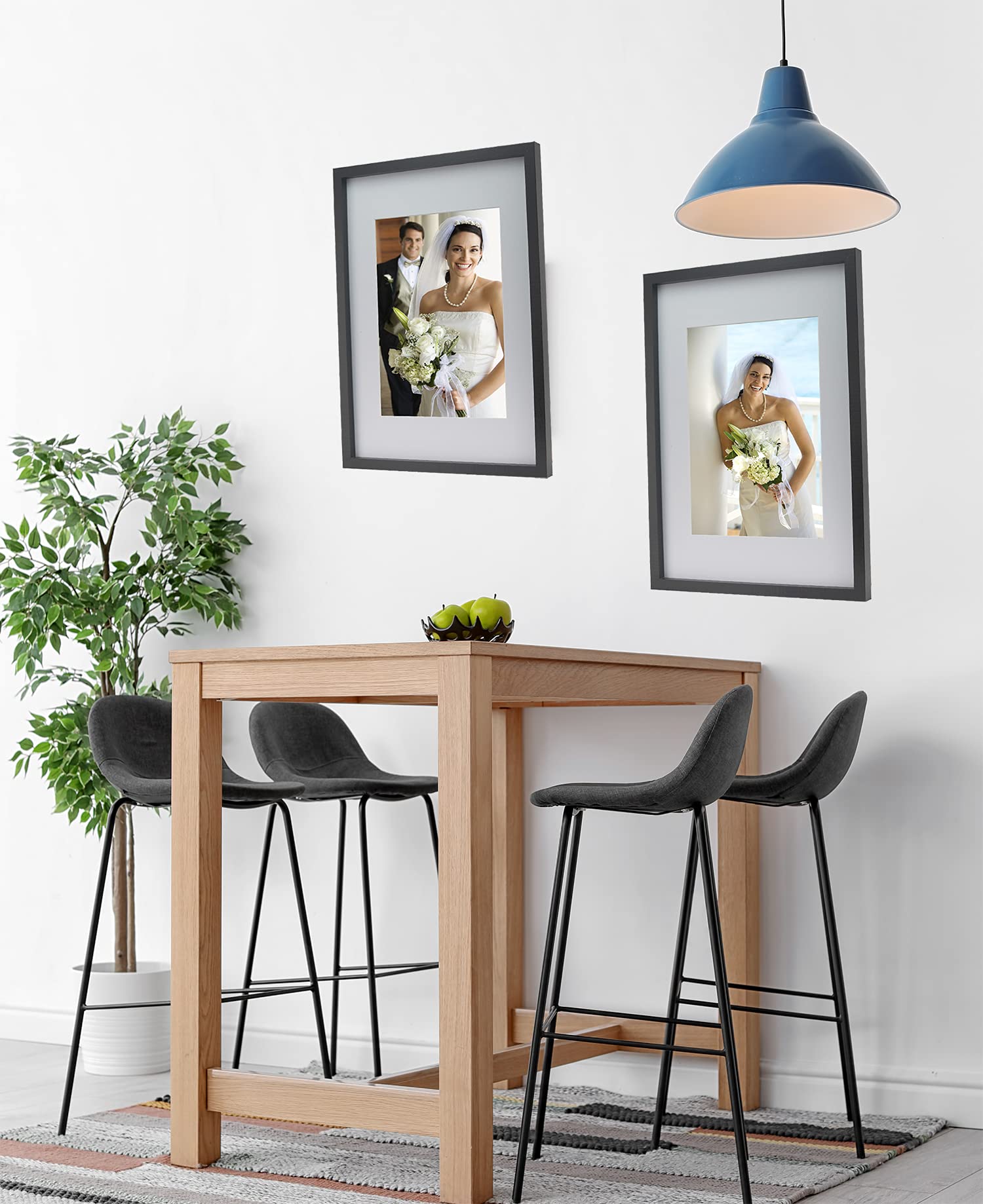 Juego de 3 marcos de fotos A3 negros, marcos de galería en caja A3 con soporte sin ácidos para fotos A4, marcos de fotos de madera negra mate para montaje en pared, acrílico inastillable, en caja de