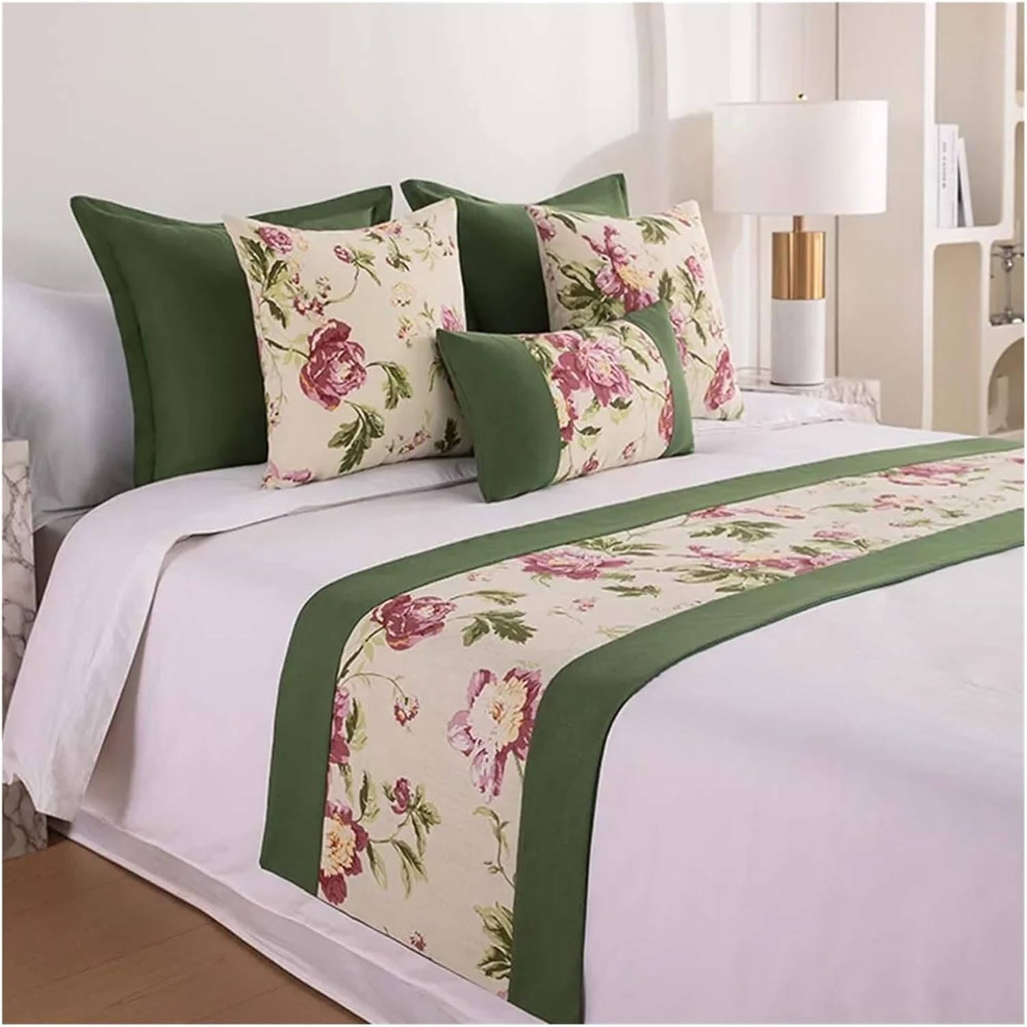 Bed Runner Home Decor Bedroom Bedding Scarf for Hotels Homes Guestrooms Bed Tail Towel Pillowcase(Style 3,Pillowcase 60x60cm)