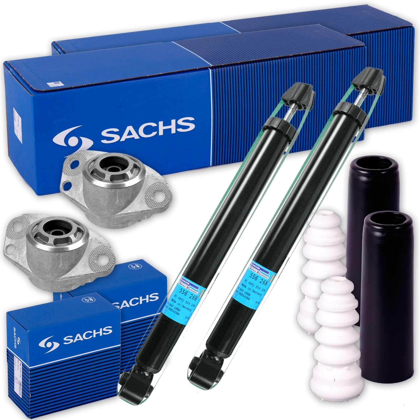 2x Sachs Stoßdämpfer + Domlager + Protection Kit hinten | 556268+915400+802535 Kompatibel mit Bora I (1J2),Golf IV (1J1),Leon (1M1), Beetle (9C1, 1C1),Octavia I (1U2),Toledo II (1M2)