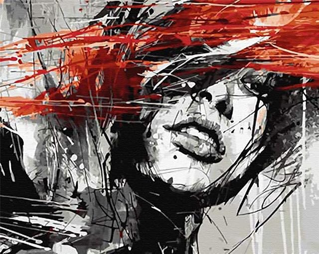 KOMI DIY Paint by Numbers for Adults, Paint by Number Kits on Canvas Painting Without Frame, Art Craft for Home Decoration, Black Dream Girl 16x20inch