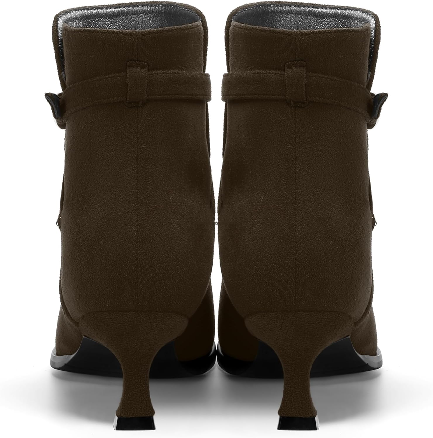 NUMALEO Womens Suede Buckle Ankle Strap Dress Round Toe Bridal Comfortable Kitten Low Heel Ankle High Boots 2 Inch