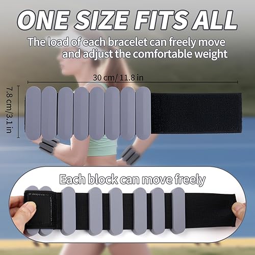 Miniatura 2 de Pesas de muñeca  Pesas ajustables para tobillo y muñeca para mujeres y hombres  Juego de pulseras con peso de 2 libras (1 libra cada una)  Pesas